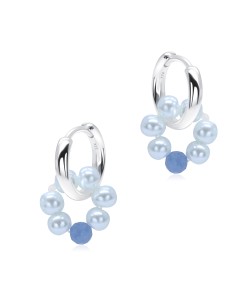 Beautiful Pearl Silver Hoop Earring HO-2581